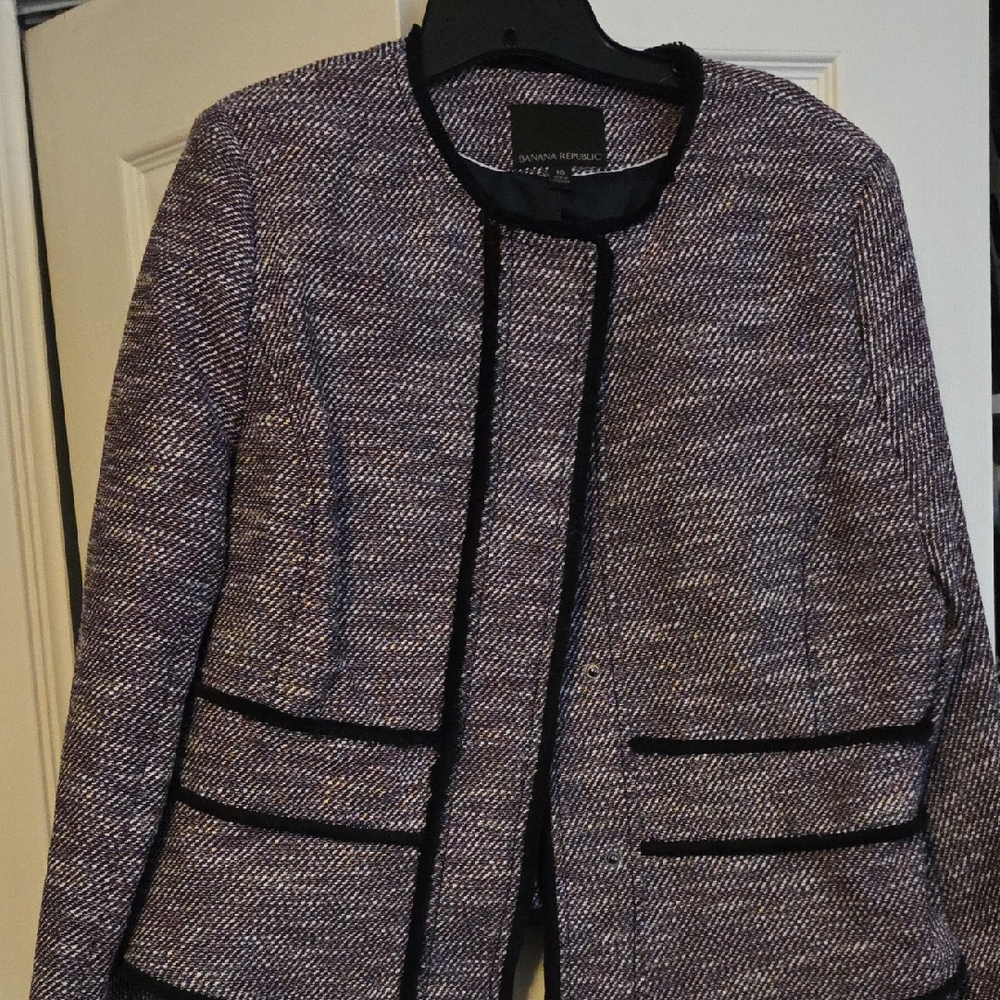 Banana Republic Women's Tweed Blazer - Black and Gray